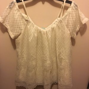 White lace off-shoulder top
